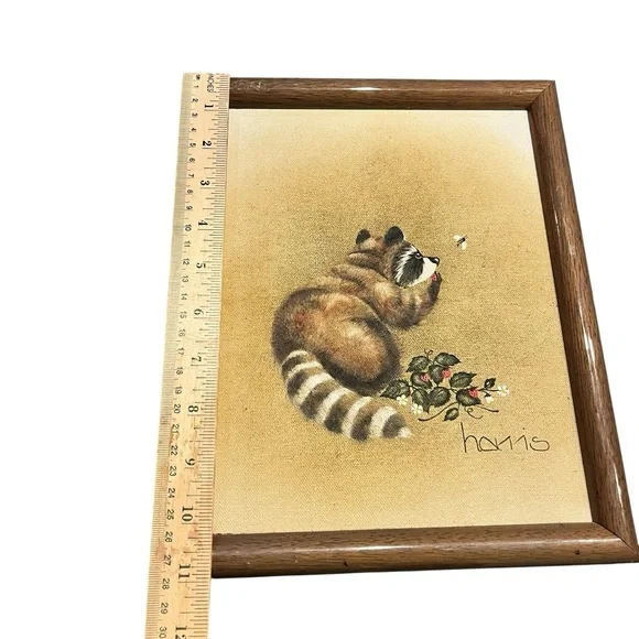 Peggy Harris Raccoon Painting Signed Original 1987 - Picture 8 of 8